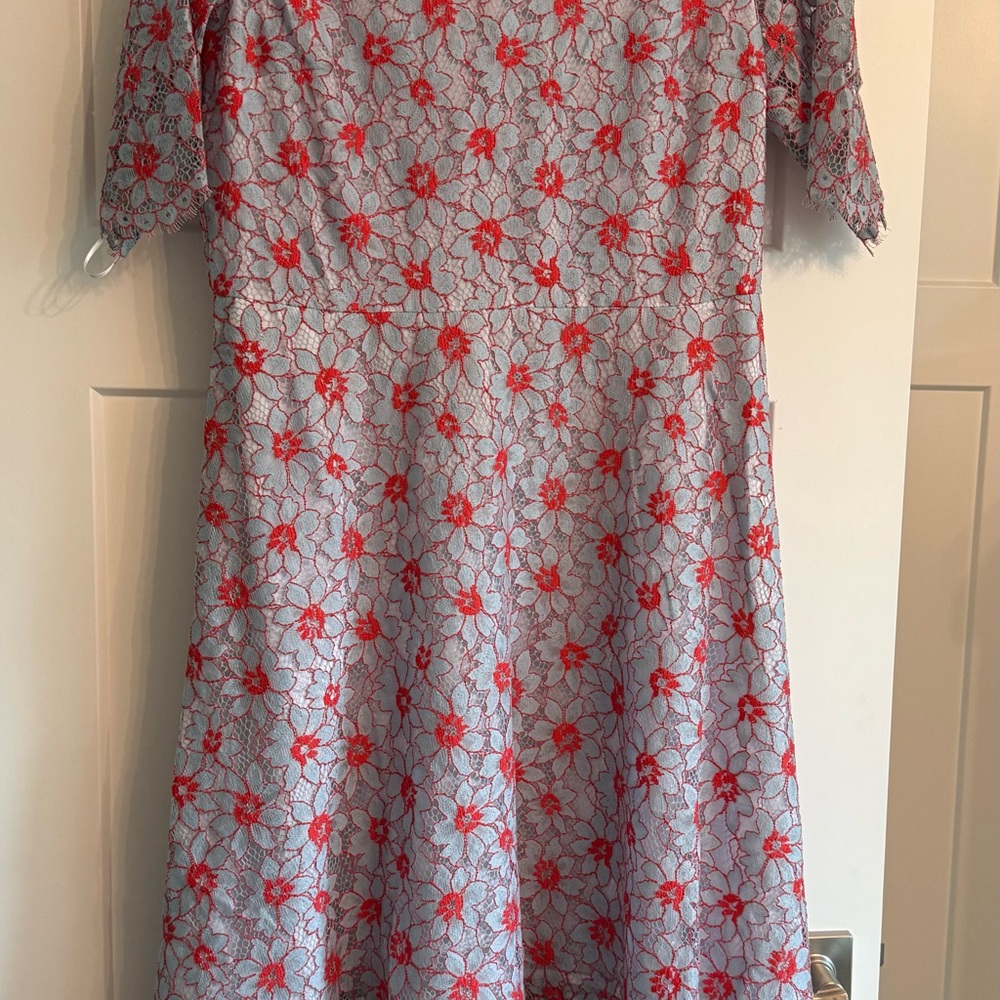 Draper James Red and Cream Floral Lace Dress